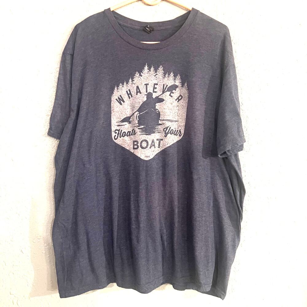 Grey Blue "Whatever Floats Your Boat" T Shirt XXL Canoe Outdoor Boating Comfy